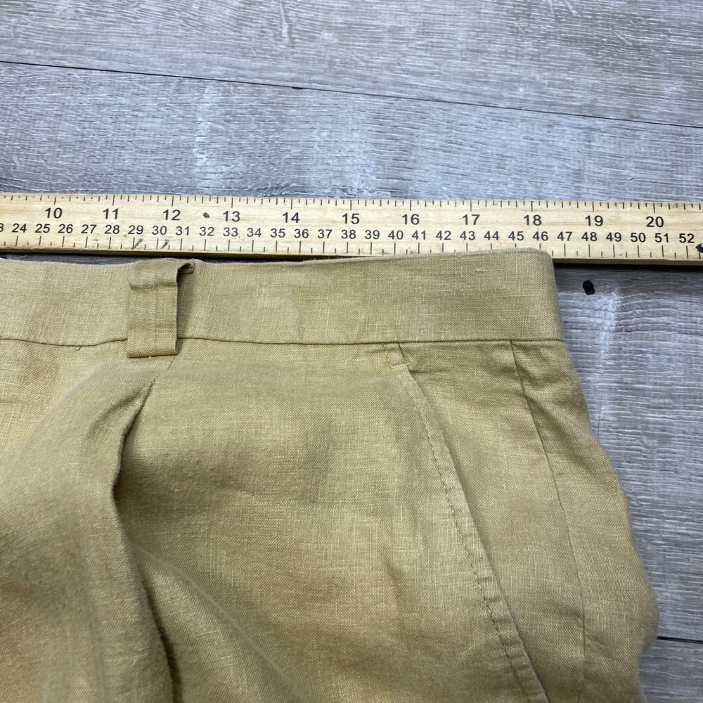 Inserch Linen Pleated Trousers Mens 38 Tan Wide Leg Cuffed Summer Dress Pants